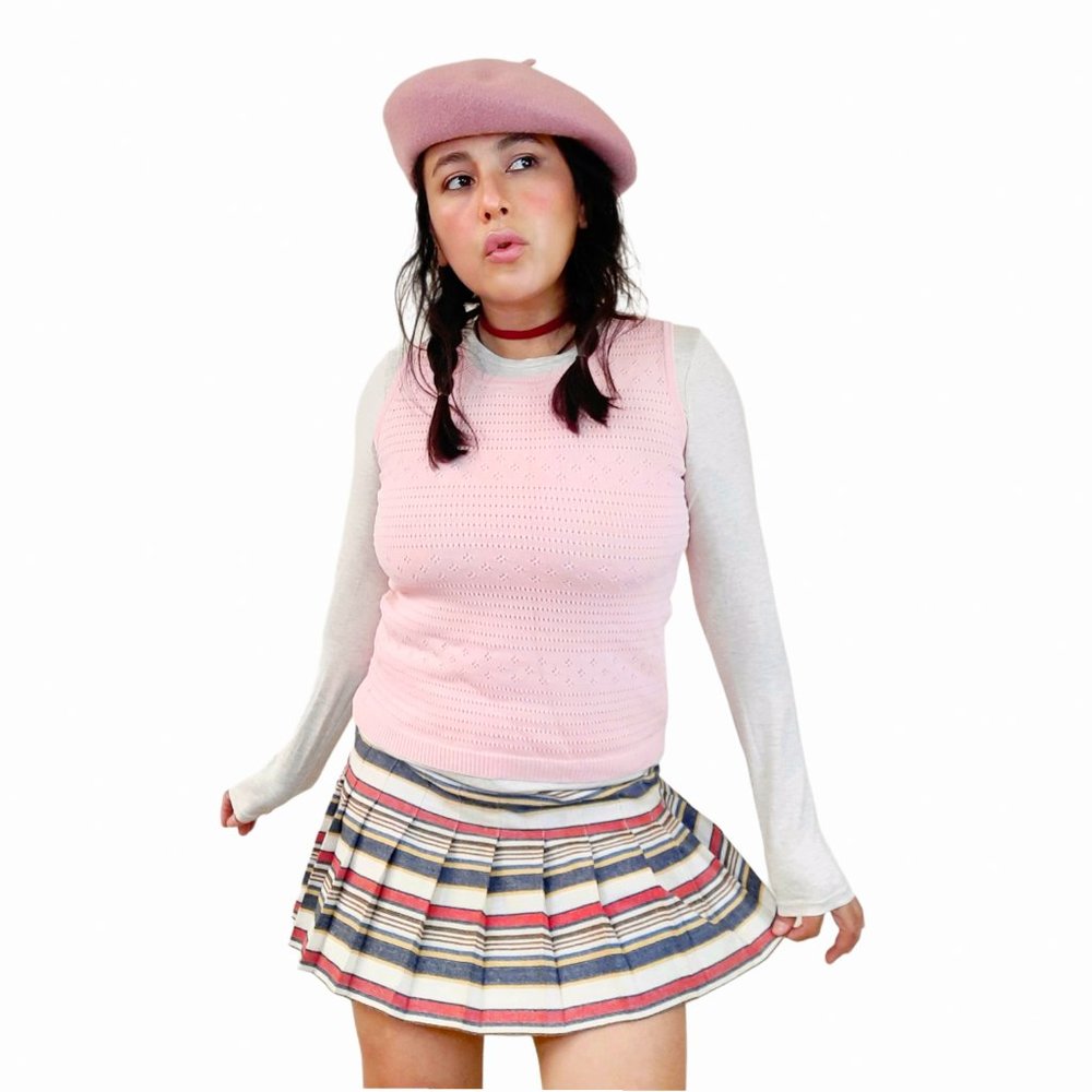 vintage 90s baby pink mauve knit top